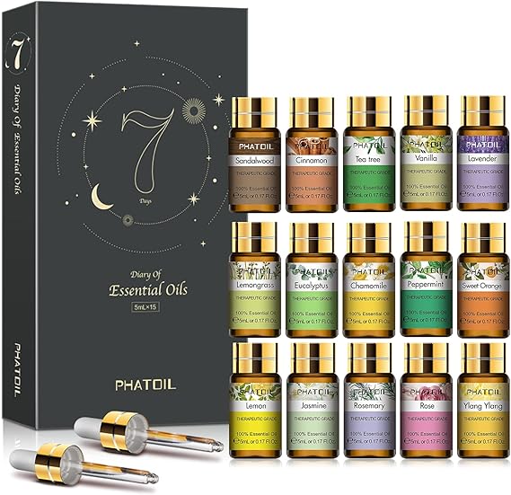 Essential Oils Gift Set 15 x 5ml, Pure Essential Oil Aromatherapy Oil for Skin Care