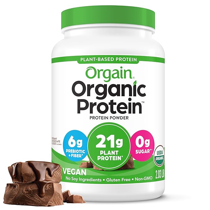 Orgain Organic Vegan Protein Powder, Creamy Chocolate Fudge