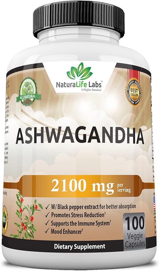 Organic Ashwagandha 2,100 mg - 100 Vegan Capsules